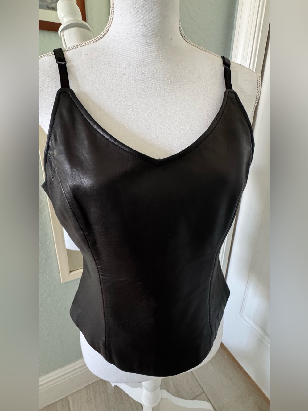 Vintage 90s Lobi Lobi Black Leather Corset Cami Top Large